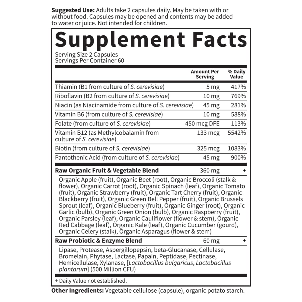 Garden of Life Vitamin B Complex, 120 Vegan Capsules, High Potency Vitamins for Energy & Metabolism with B6, Folate & B12 - PrimeBioHealth - canada supplements