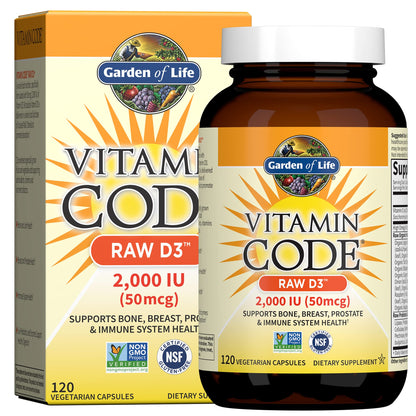 Garden of Life Vitamin D, Vitamin Code Raw D3, Vitamin D 2,000 IU, Raw Whole Food D3 Supplements with Chlorella, Fruit, Veggies & Probiotics - PrimeBioHealth - canada supplements