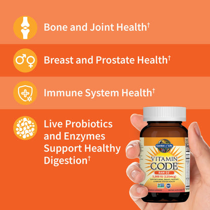 Garden of Life Vitamin D3 5000 IU, Raw Whole Food Supplements with Chlorella, Fruit, Veggies & Probiotics for Bone & Immune Health - PrimeBioHealth - canada supplements
