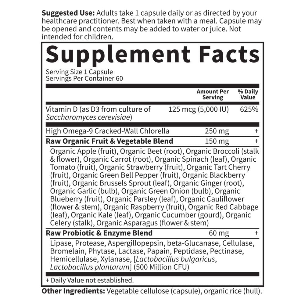 Garden of Life Vitamin D3 5000 IU, Raw Whole Food Supplements with Chlorella, Fruit, Veggies & Probiotics for Bone & Immune Health - PrimeBioHealth - canada supplements