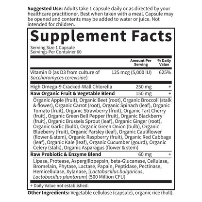Garden of Life Vitamin D3 5000 IU, Raw Whole Food Supplements with Chlorella, Fruit, Veggies & Probiotics for Bone & Immune Health - PrimeBioHealth - canada supplements