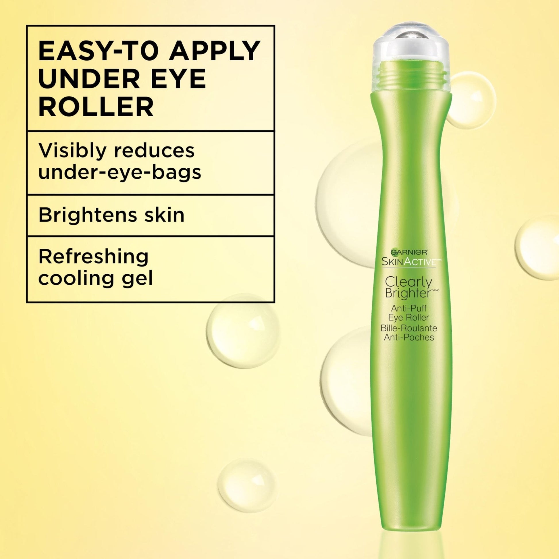 Garnier Clearly Brighter Anti-Puff Eye Roller, Dark Circles Under Eye Treatment with Caffeine and Vitamin C, 0.5 Fl Oz (15mL) - PrimeBioHealth - canada supplements