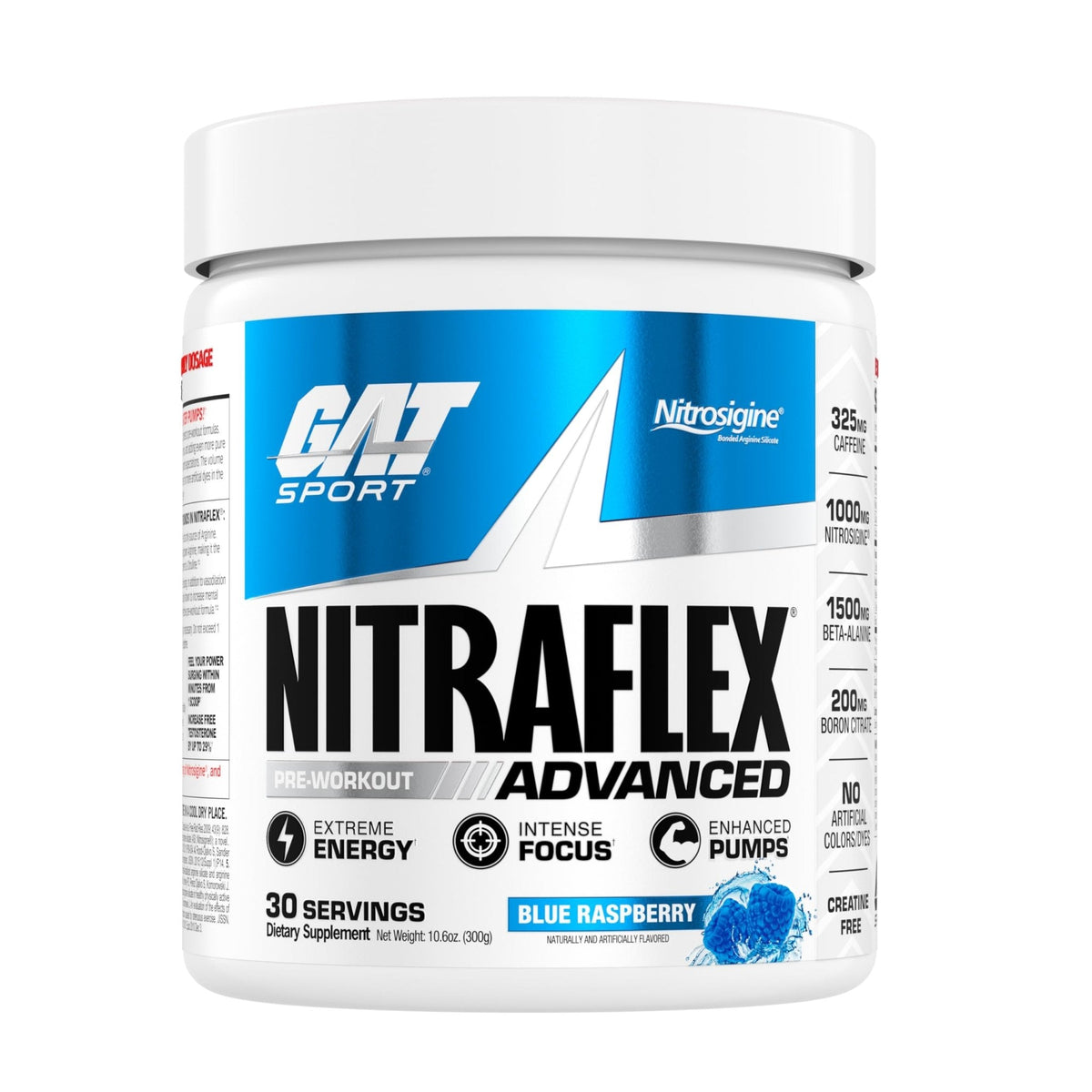 GAT SPORT Nitraflex Advanced Pre-Workout Powder, Increases Blood Flow, Boosts Strength and Energy, Improves Exercise Performance, (Blue Raspberry, 30 Servings) - PrimeBioHealth - canada supplements