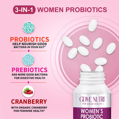 GDMENUTRI Women's Probiotics, 120 Tablets 120 Billion CFU 18 Strains, Contains Organic Prebiotic Cranberry, Probiotic Supplement for Digestion, - PrimeBioHealth - canada supplements