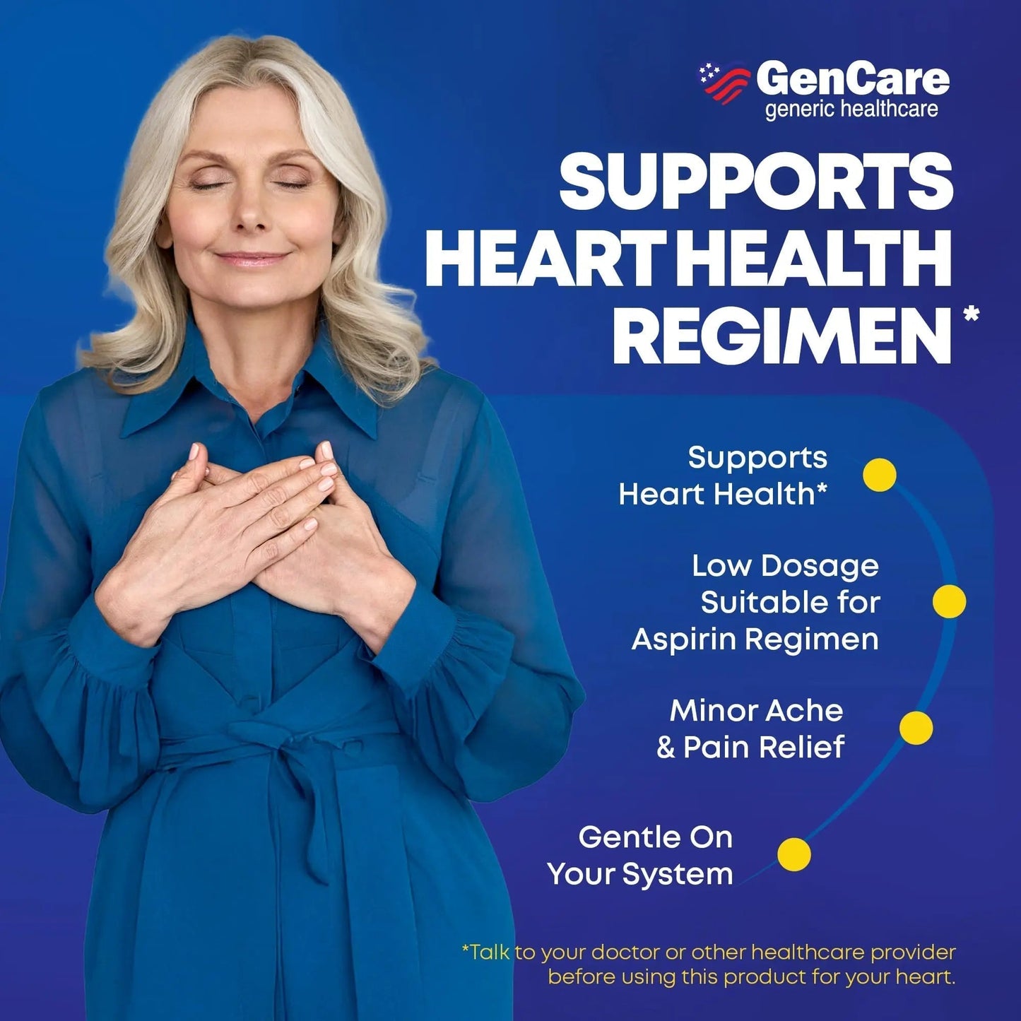 GenCare - Low Dose Aspirin 81mg for Adults Coated (NSAID) 500 Tablets | Adult Low Dose | Enteric Coated Aspirin Pills | Muscle Pain & Menstrual Pain Relief | Fever Reducer | Generic Bayer - PrimeBioHealth - canada supplements