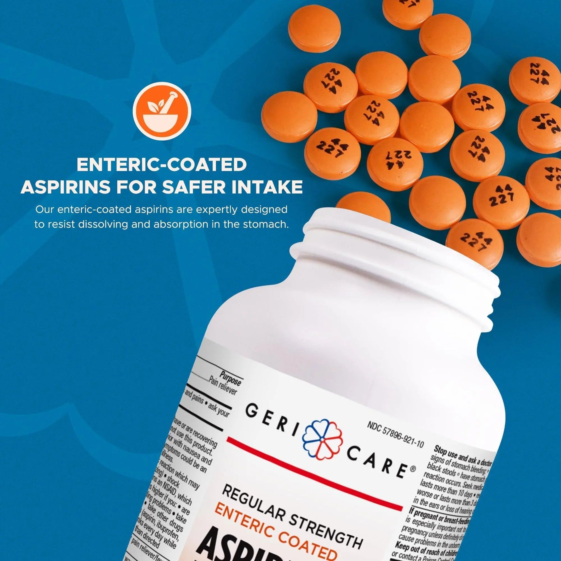 GeriCare Enteric Coated Aspirin Tablets 325mg (1000 Count) NSAID Pain Reliever & Fever Reducer for Adults- Regular Strength Aspirin for Headache Arthritis Menstrual & Muscle Pain - PrimeBioHealth - canada supplements