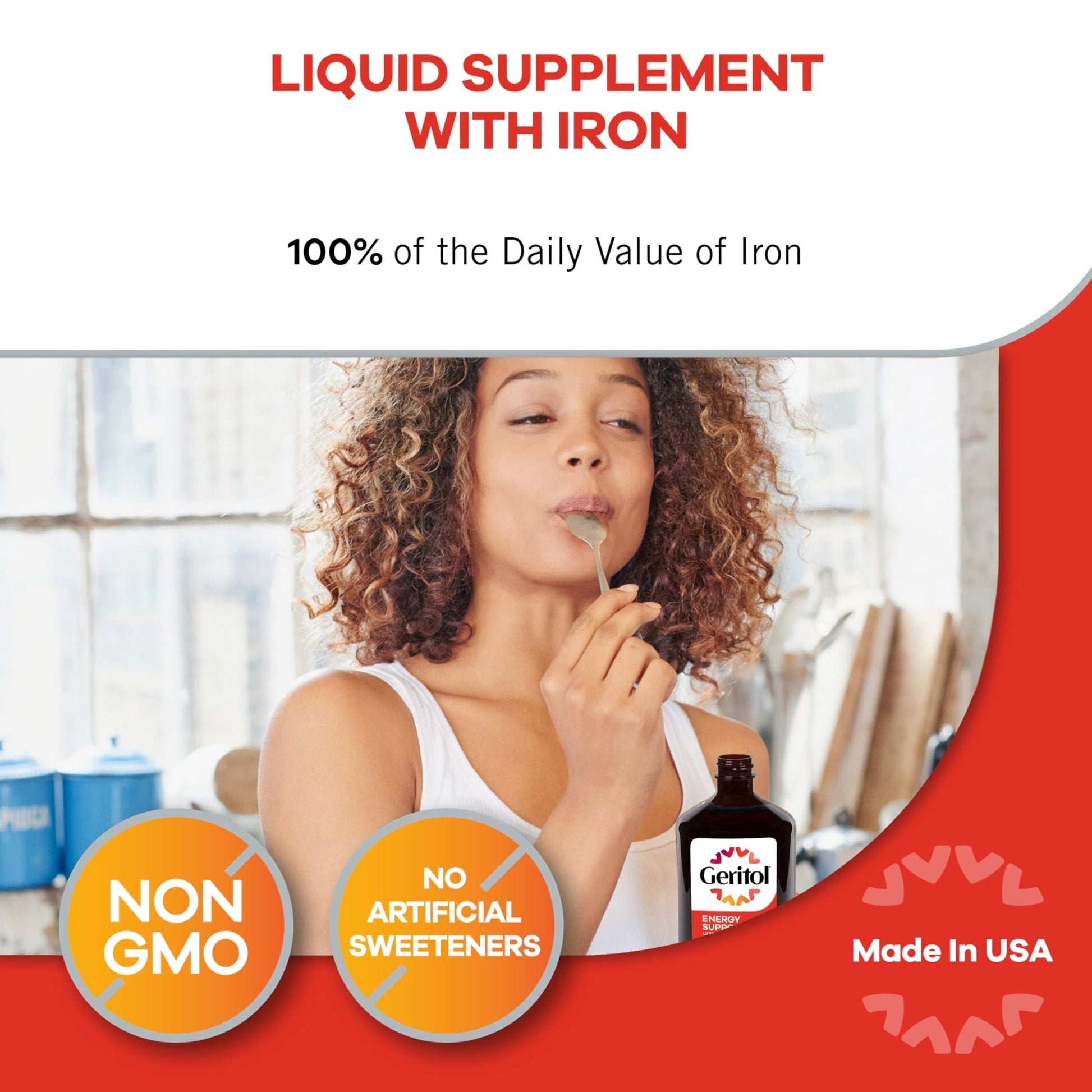 Geritol Liquid Vitamin and Iron Supplement, Energy Support, Contains High Potency B-Vitamins and Iron, Pleasant Tasting, Easy to Swallow - PrimeBioHealth - canada supplements
