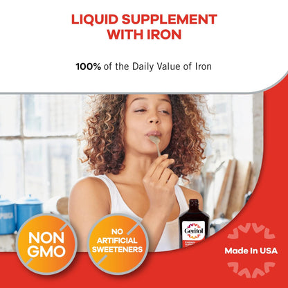 Geritol Liquid Vitamin and Iron Supplement, Energy Support, Contains High Potency B-Vitamins and Iron, Pleasant Tasting, Easy to Swallow - PrimeBioHealth - canada supplements