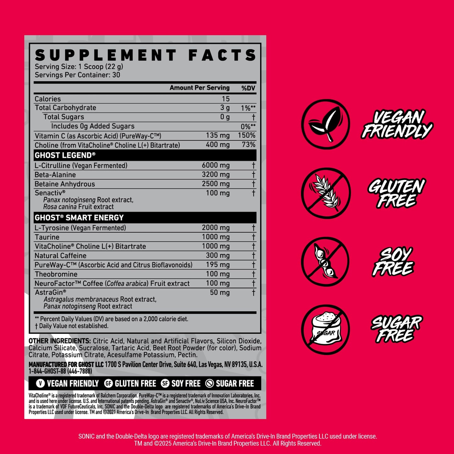 GHOST Legend Pre Workout Powder, Sonic Cherry Limeade - 30 Servings – Pre-Workout for Men & Women with Choline, L-Citrulline, - PrimeBioHealth - canada supplements