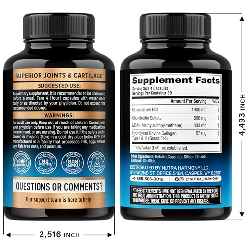 Glucosamine Chondroitin MSM Collagen | HSA | Joint Support Supplement 2800 mg | Made in USA | FSA Approved Product Items | Flexibility Nutritional Vitamins - PrimeBioHealth - canada supplements