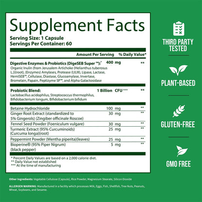 GoBiotix Digestive Enzymes Supplement with Prebiotics and Probiotics for Women and Men - Gut Health, Gluten Digestion, Lactose Absorption - PrimeBioHealth - canada supplements