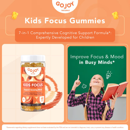 GOJOY NATURALS Kids Focus Gummies – Saffron, Magnesium Glycinate, L-Theanine & Inositol Supplement for Kids & Teens – Focus - PrimeBioHealth - canada supplements