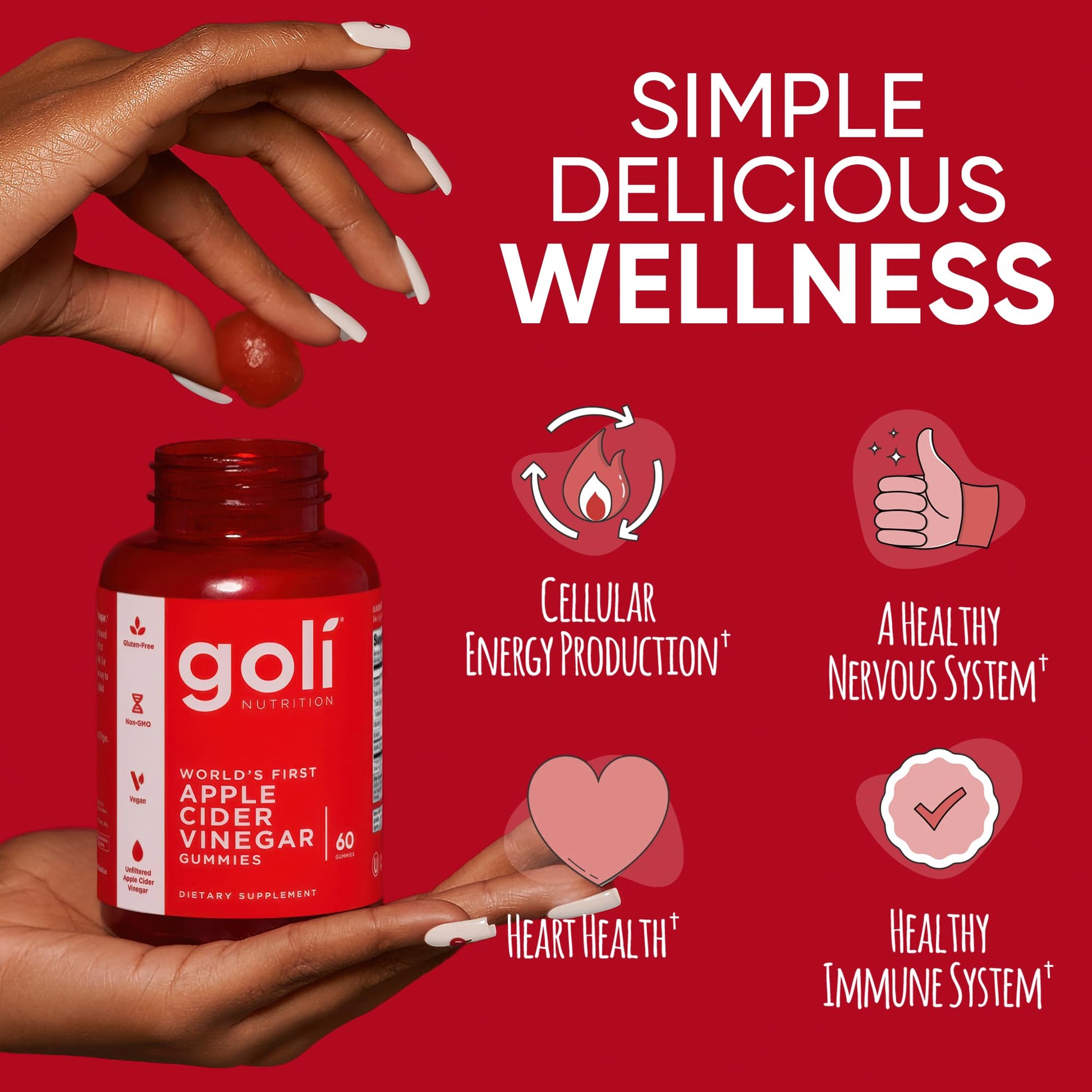 Goli Apple Cider Vinegar Gummies - Worlds First ACV Gummy with Vitamin B12, Beetroot & Pomegranate - PrimeBioHealth - canada supplements