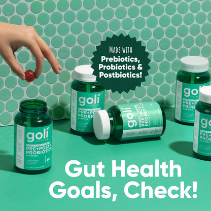 Goli Pre Pro Postbiotic Gummies - Worlds First 3-in-1 Formula with DE111 Probiotics, XOS Prebiotics, MCC1849 Postbiotics - Vegan, Non-GMO, Gluten-Free - PrimeBioHealth - canada supplements