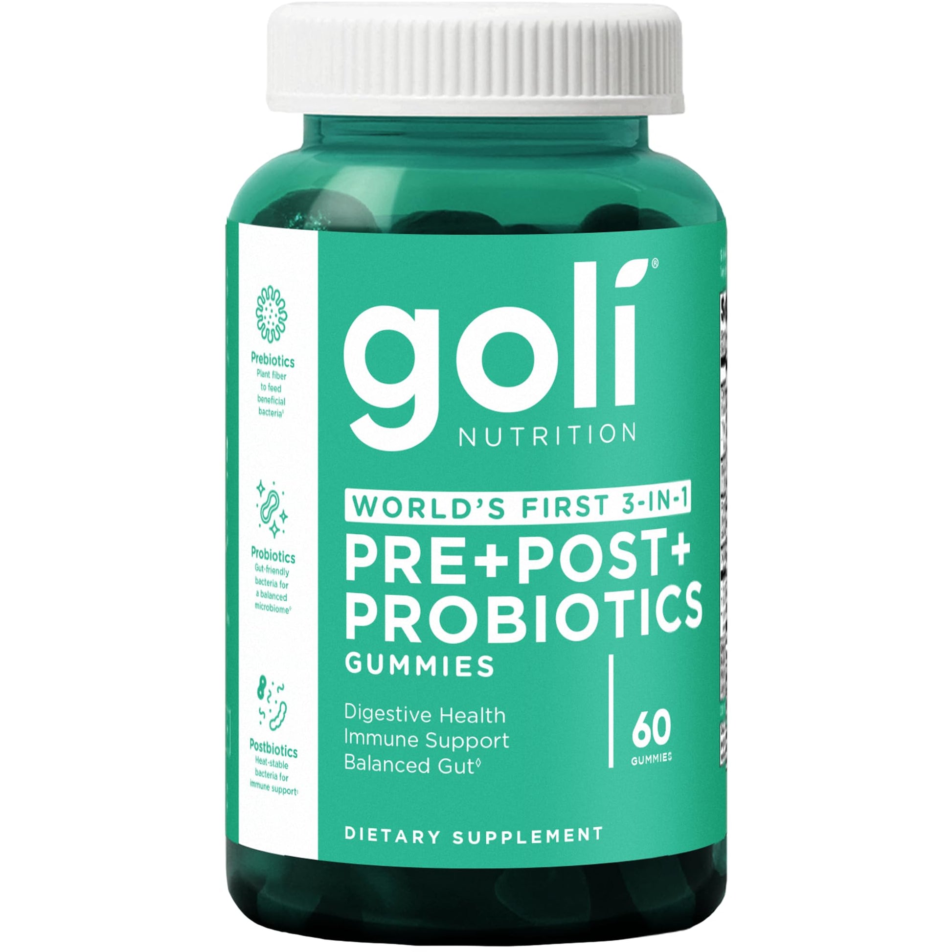 Goli Pre Pro Postbiotic Gummies - Worlds First 3-in-1 Formula with DE111 Probiotics, XOS Prebiotics, MCC1849 Postbiotics - Vegan, Non-GMO, Gluten-Free - PrimeBioHealth - canada supplements