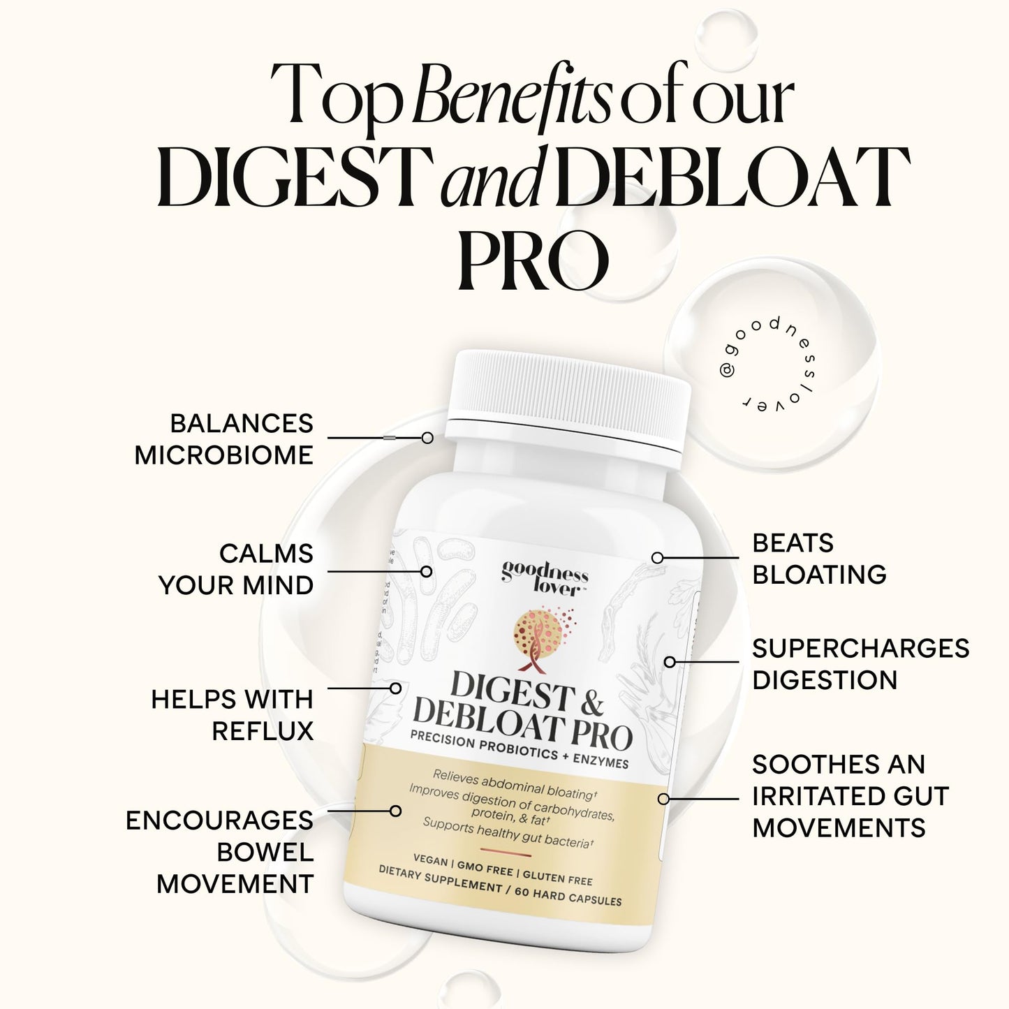 Goodness Lover Digest & Debloat Pro, Natural Digestive Enzymes Probiotics for Bloating Relief and Gas Relief, Probiotic Supplement for Women and Men, - PrimeBioHealth - canada supplements
