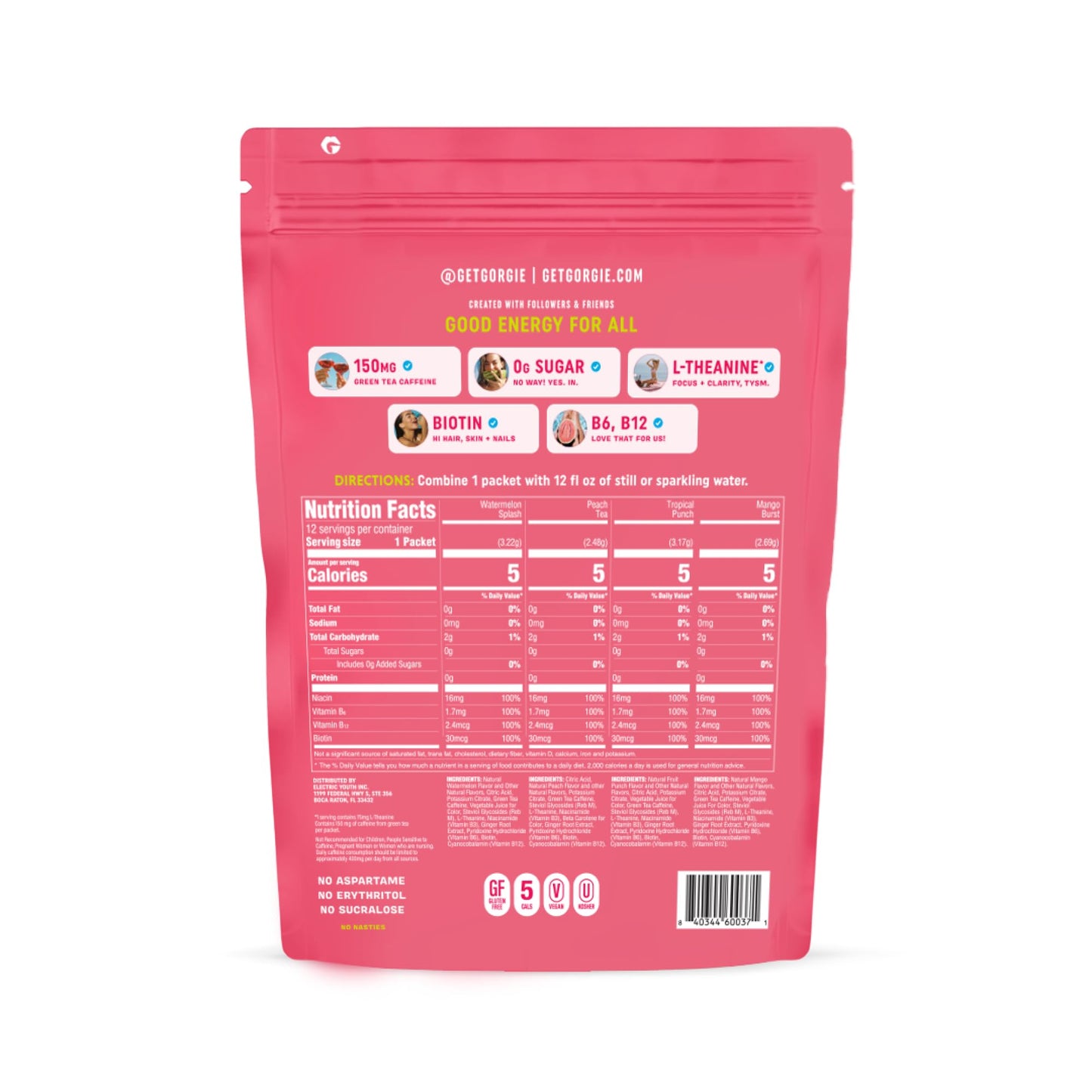 GORGIE Bestsellers Variety, Sugar-Free Natural Energy Drink Mix, On the Go Powder, Healthy Energy Drinks - Green Tea Caffeine, Biotin, B Vitamins -150mg Caffeine, L-Theanine, Vegan, & Low Calorie (Pack of 12) - PrimeBioHealth - canada supplements