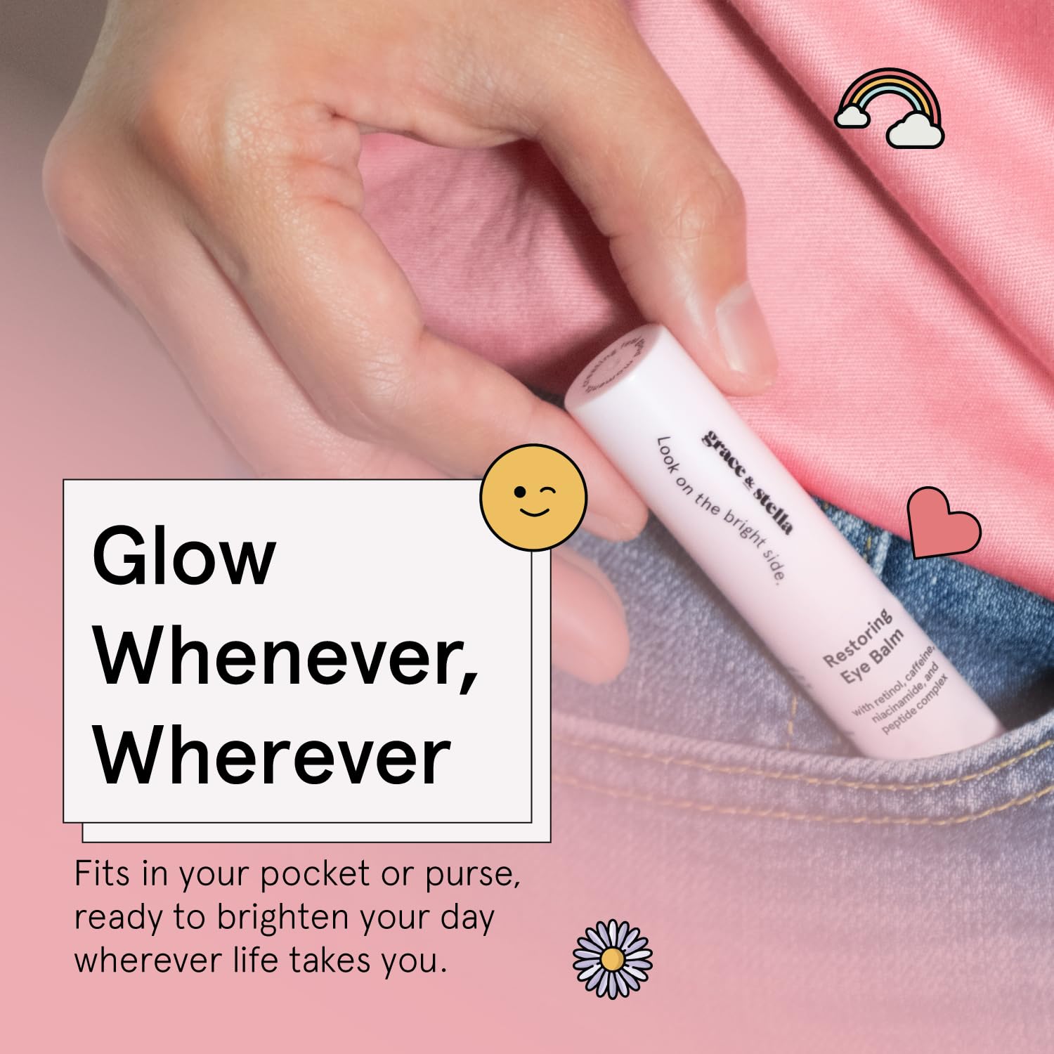 grace & stella Under Eye Brightener Balm Stick - Travel Size Toiletries - Retinol & Caffeine Eye Cream - PrimeBioHealth - canada supplements