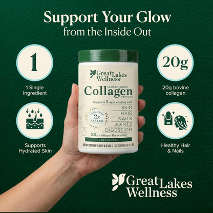 Great Lakes Wellness Collagen Peptides Powder – Supports Skin, Hair, Nails, Joints & Digestion – Hydrolyzed, Quick Dissolve - PrimeBioHealth - canada supplements