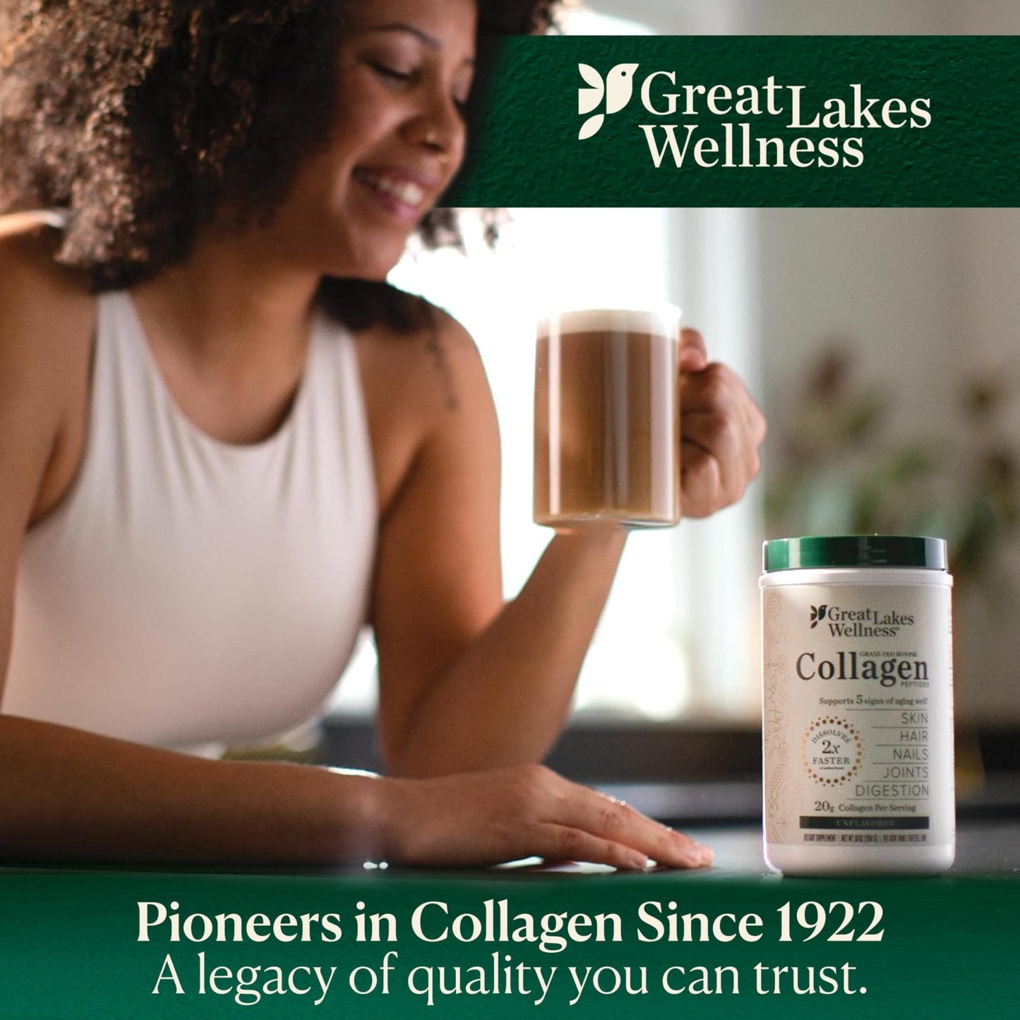 Great Lakes Wellness Collagen Peptides Powder – Supports Skin, Hair, Nails, Joints & Digestion – Hydrolyzed, Quick Dissolve - PrimeBioHealth - canada supplements