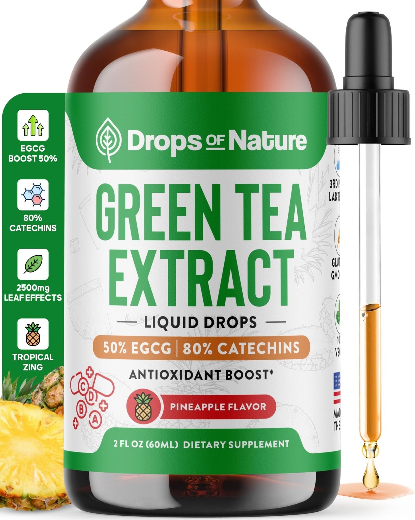 Green Tea 10:1 Extract 50% EGCG - Green Tea Liquid Drops - Vegan, 4X More Powerful Than Pills & Capsules - 2oz Antioxidant & Immune Supplement - PrimeBioHealth - canada supplements