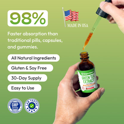 Green Tea 10:1 Extract 50% EGCG - Green Tea Liquid Drops - Vegan, 4X More Powerful Than Pills & Capsules - 2oz Antioxidant & Immune Supplement - PrimeBioHealth - canada supplements