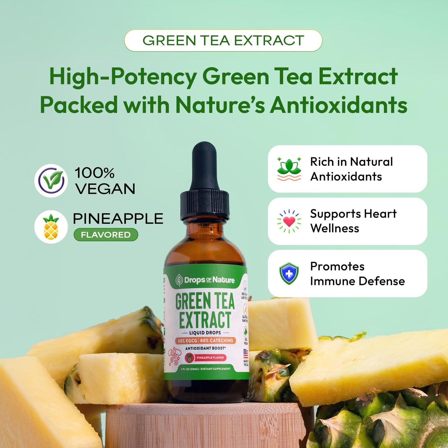 Green Tea 10:1 Extract 50% EGCG - Green Tea Liquid Drops - Vegan, 4X More Powerful Than Pills & Capsules - 2oz Antioxidant & Immune Supplement - PrimeBioHealth - canada supplements