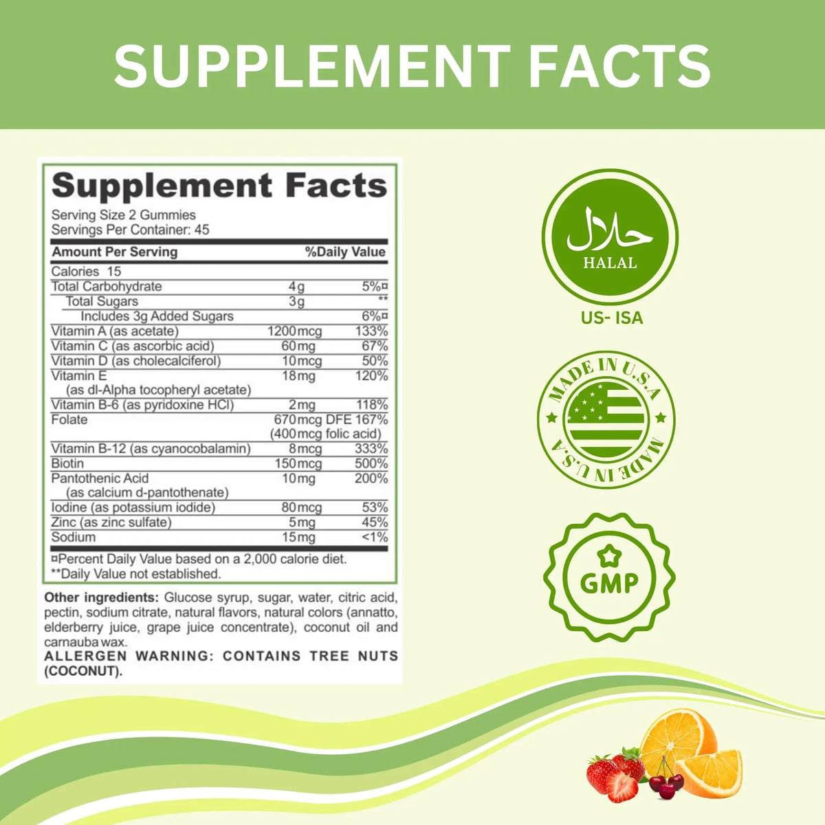 Greenfield Nutritions Halal Multivitamins for Adults | 90 Halal Vitamins for Women & Men | All Essential Gelatin Free Halal Gummy Vitamin, Mineral - PrimeBioHealth - canada supplements
