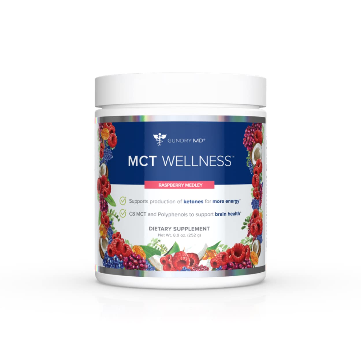 Gundry MD MCT Wellness Powder to Support Energy, Ketone Production and Brain Health, Keto Friendly, Sugar Free (30 Servings) (Raspberry Medley) - PrimeBioHealth - canada supplements