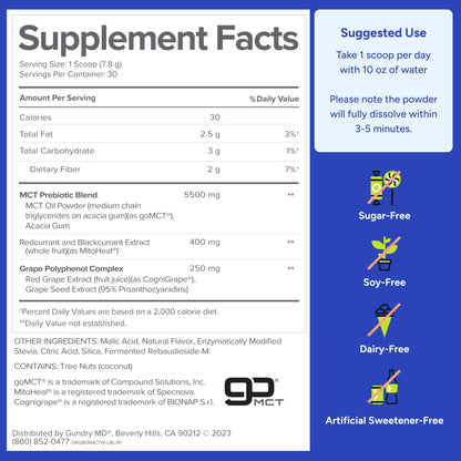 Gundry MD MCT Wellness Powder to Support Energy, Ketone Production and Brain Health, Keto Friendly, Sugar Free - PrimeBioHealth - canada supplements