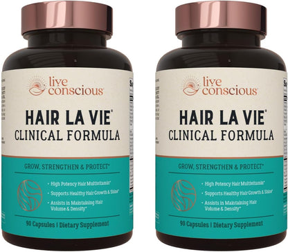 Hair La Vie Live Conscious Clinical Formula Hair Growth Vitamins for Women and Men w/Biotin, Collagen & Saw Palmetto (Pack of 1) - PrimeBioHealth - canada supplements