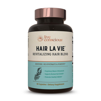 Hair La Vie Live Conscious Revitalizing Blend Hair Growth Vitamins for Women to Support Health of Hair - Supplements w/Biotin, Collagen & Saw Palmetto for Thick, Full Hair - 60 Caps - PrimeBioHealth - canada supplements