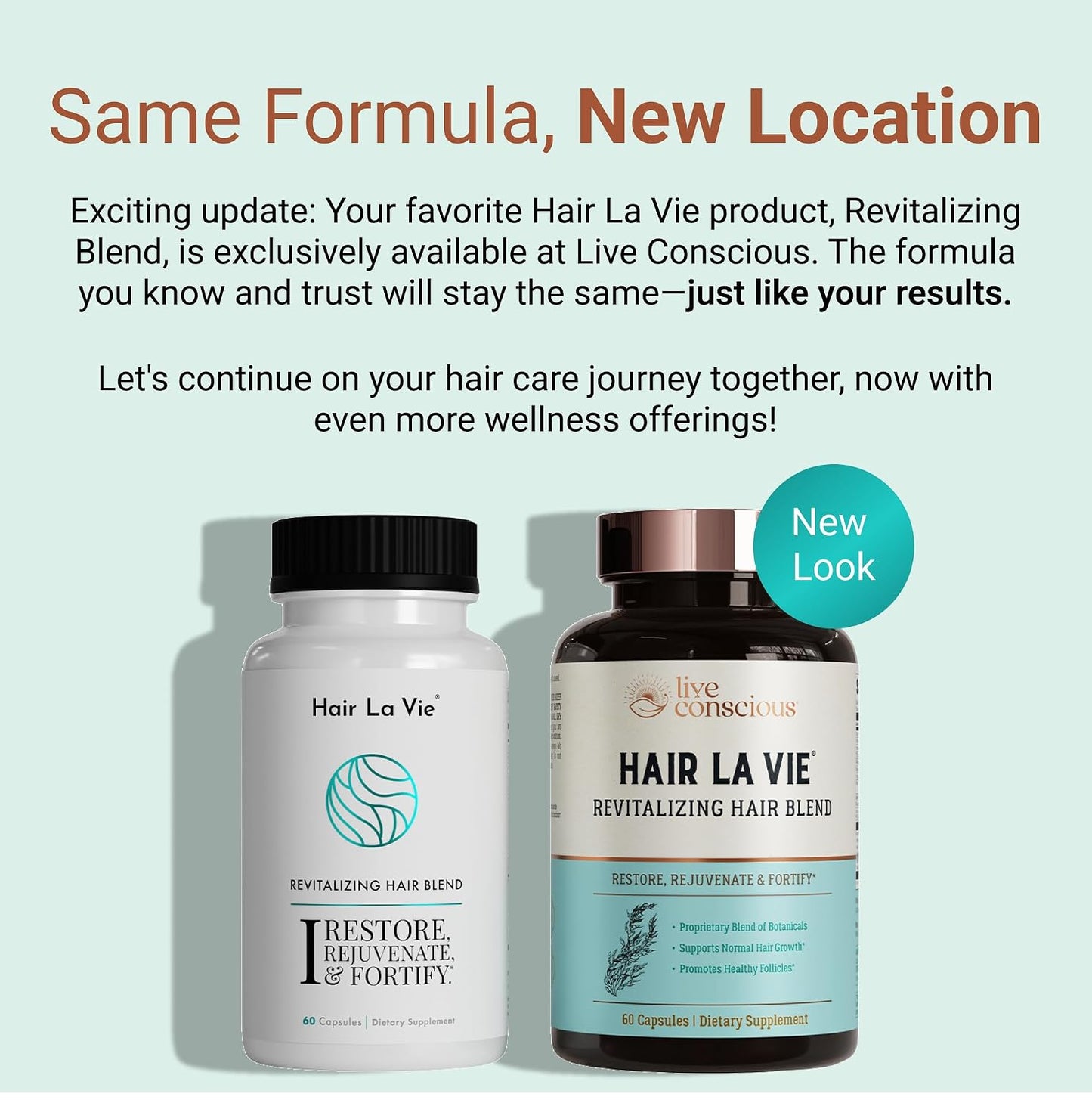 Hair La Vie Live Conscious Revitalizing Blend Hair Growth Vitamins for Women to Support Health of Hair - Supplements w/Biotin, Collagen & Saw Palmetto for Thick, Full Hair - 60 Caps - PrimeBioHealth - canada supplements