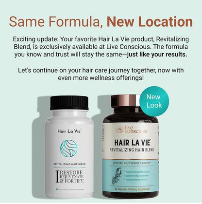 Hair La Vie Live Conscious Revitalizing Blend Hair Growth Vitamins for Women to Support Health of Hair - Supplements w/Biotin, Collagen & Saw Palmetto for Thick, Full Hair - 60 Caps - PrimeBioHealth - canada supplements
