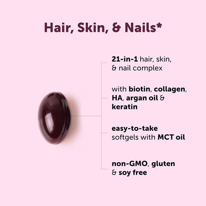Hair Skin and Nails Vitamins for Women & Men | 400 Softgels with MCT Oil | 21-in-1 Argan Oil, Hyaluronic Acid, Collagen, Keratin & Biotin Supplement | 133-Day Supply | Non-GMO, Gluten Free - PrimeBioHealth - canada supplements