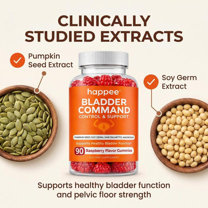 Happee Bladder Control Gummies Supplement Women & Men, Day & Night 90 ct | Daily Bladder Support & Urinary Tract Health, 4-in-1 Pumpkin Seed Extract & Soy Germ, 90 Berry Gummies - PrimeBioHealth - canada supplements