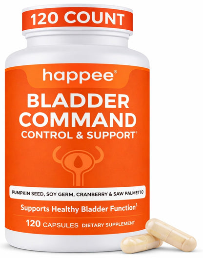 Happee Bladder Control Supplement for Women & Men - Pumpkin Seed Extract, Soy Germ, Saw Palmetto & Cranberry Blend - Bladder Support for Urinary Frequency, Leaks & Urgency - 60 Capsules - PrimeBioHealth - canada supplements