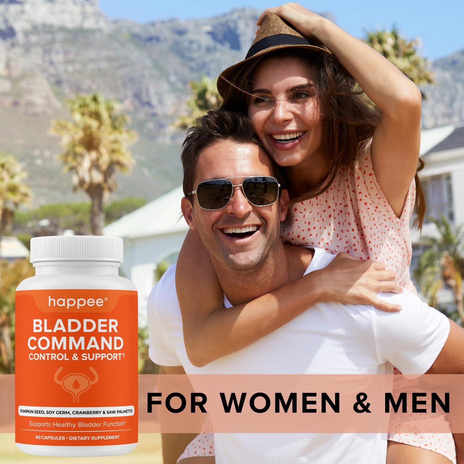 Happee Bladder Control Supplement for Women & Men - Pumpkin Seed Extract, Soy Germ, Saw Palmetto & Cranberry Blend - Bladder Support for Urinary Frequency, Leaks & Urgency - 60 Capsules - PrimeBioHealth - canada supplements