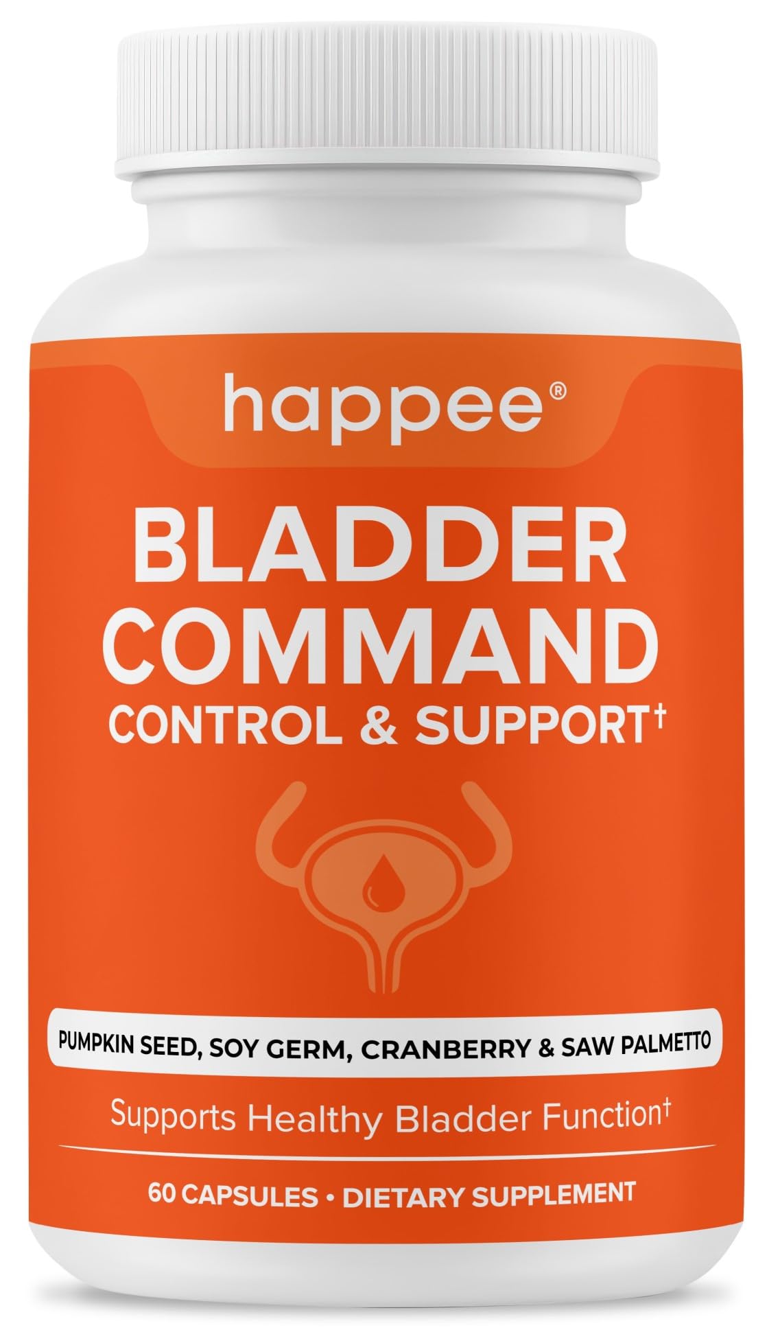 Happee Bladder Control Supplement for Women & Men - Pumpkin Seed Extract, Soy Germ, Saw Palmetto & Cranberry Blend - Bladder Support for Urinary Frequency, Leaks & Urgency - 60 Capsules - PrimeBioHealth - canada supplements