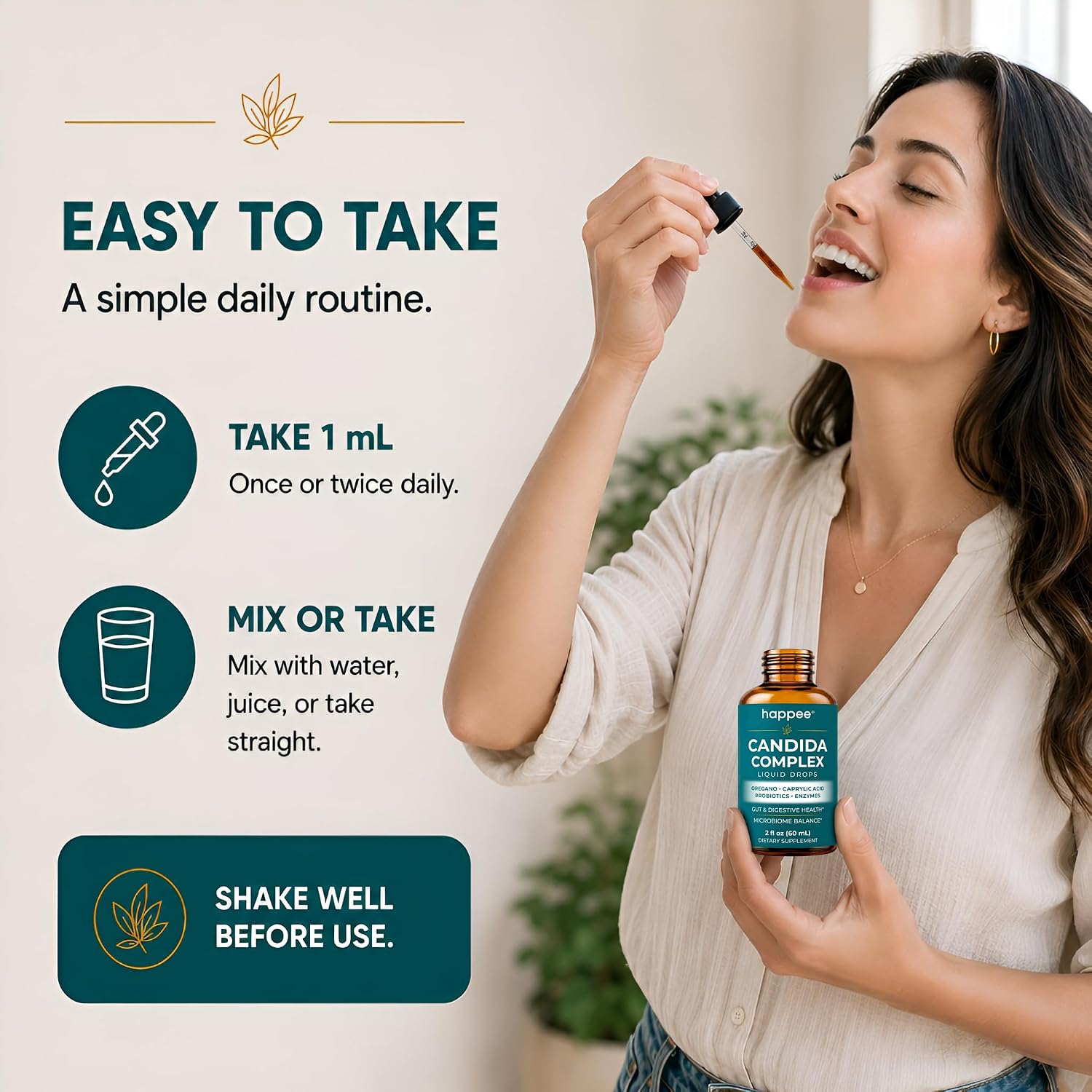 Happee Candida Cleanse Drops 10-in-1 Gut & Oral Detox Support Men Women 2oz | Yeast & Overgrowth Support - Oregano, Caprylic Acid & Probiotics - Flora Balance & Digestive Comfort - 60 Servings - PrimeBioHealth - canada supplements