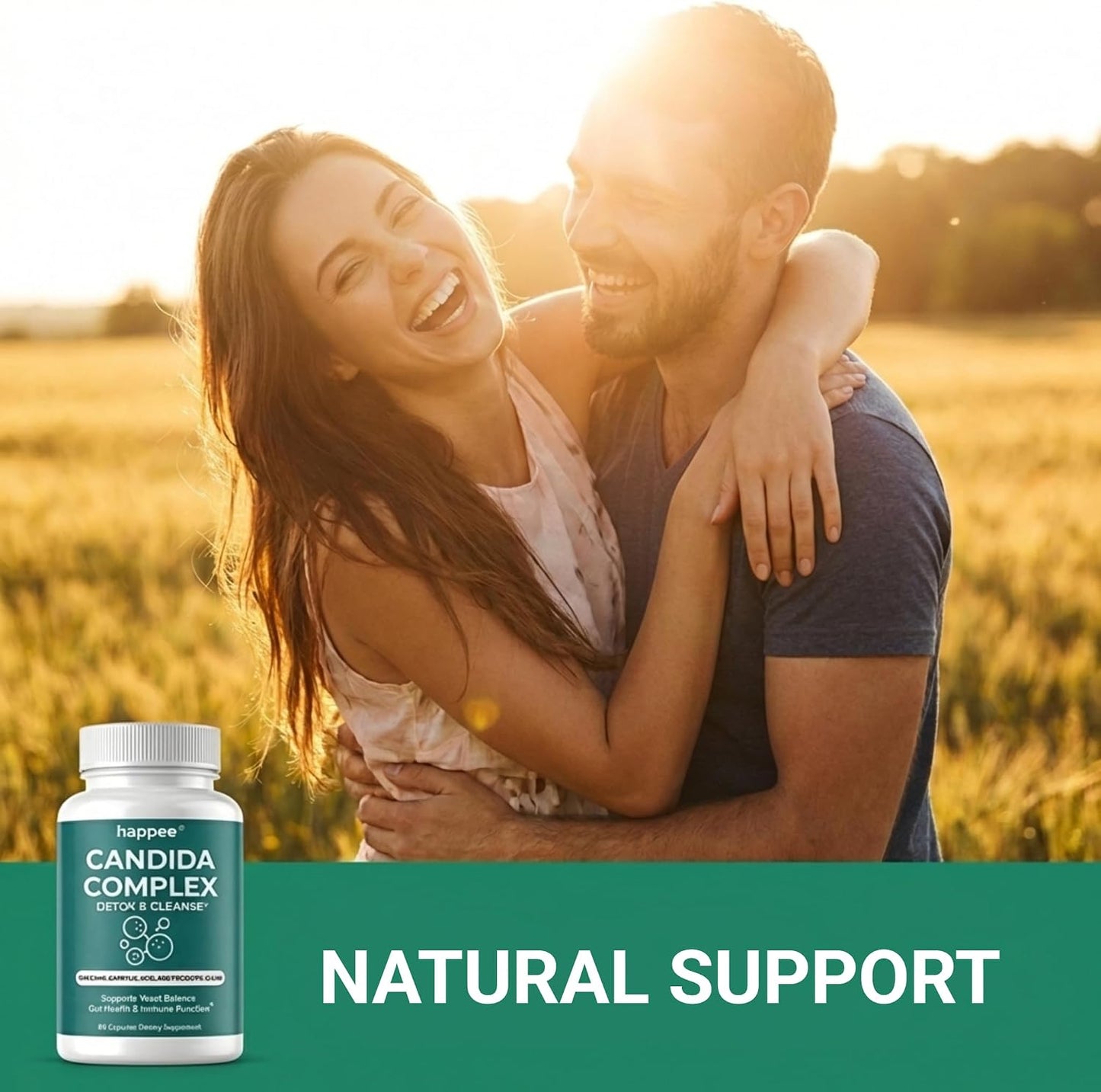 Happee Candida Complex Supplement – Candida Cleanse for Overgrowth Support – Caprylic Acid, Oregano & Probiotics for Yeast Balance, Gut & Immune Support – 60 Caps - PrimeBioHealth - canada supplements
