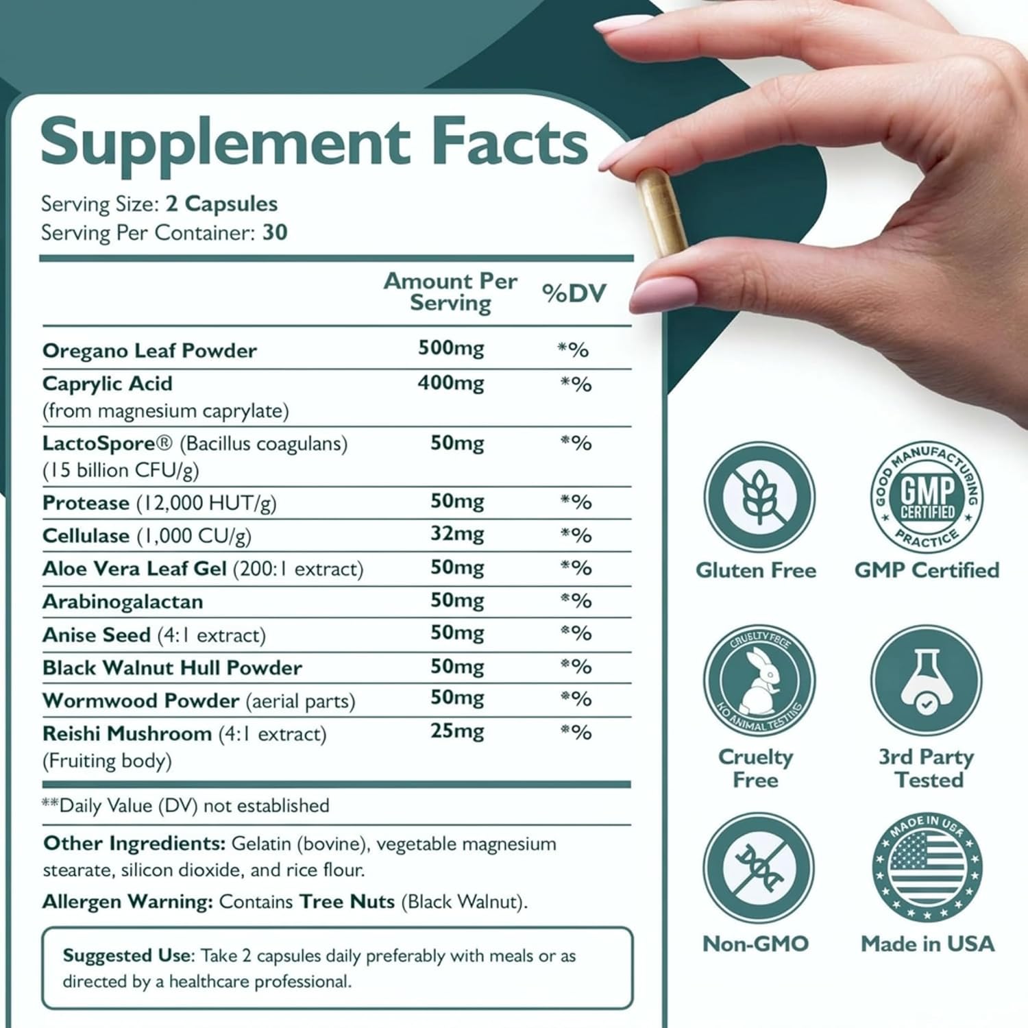Happee Candida Complex Supplement – Candida Cleanse for Overgrowth Support – Caprylic Acid, Oregano & Probiotics for Yeast Balance, Gut & Immune Support – 60 Caps - PrimeBioHealth - canada supplements