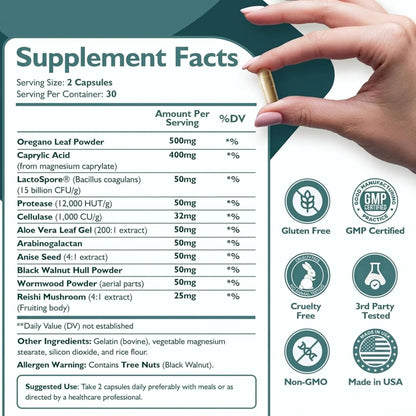 Happee Candida Complex Supplement – Candida Cleanse for Overgrowth Support – Caprylic Acid, Oregano & Probiotics for Yeast Balance, Gut & Immune Support – 60 Caps - PrimeBioHealth - canada supplements