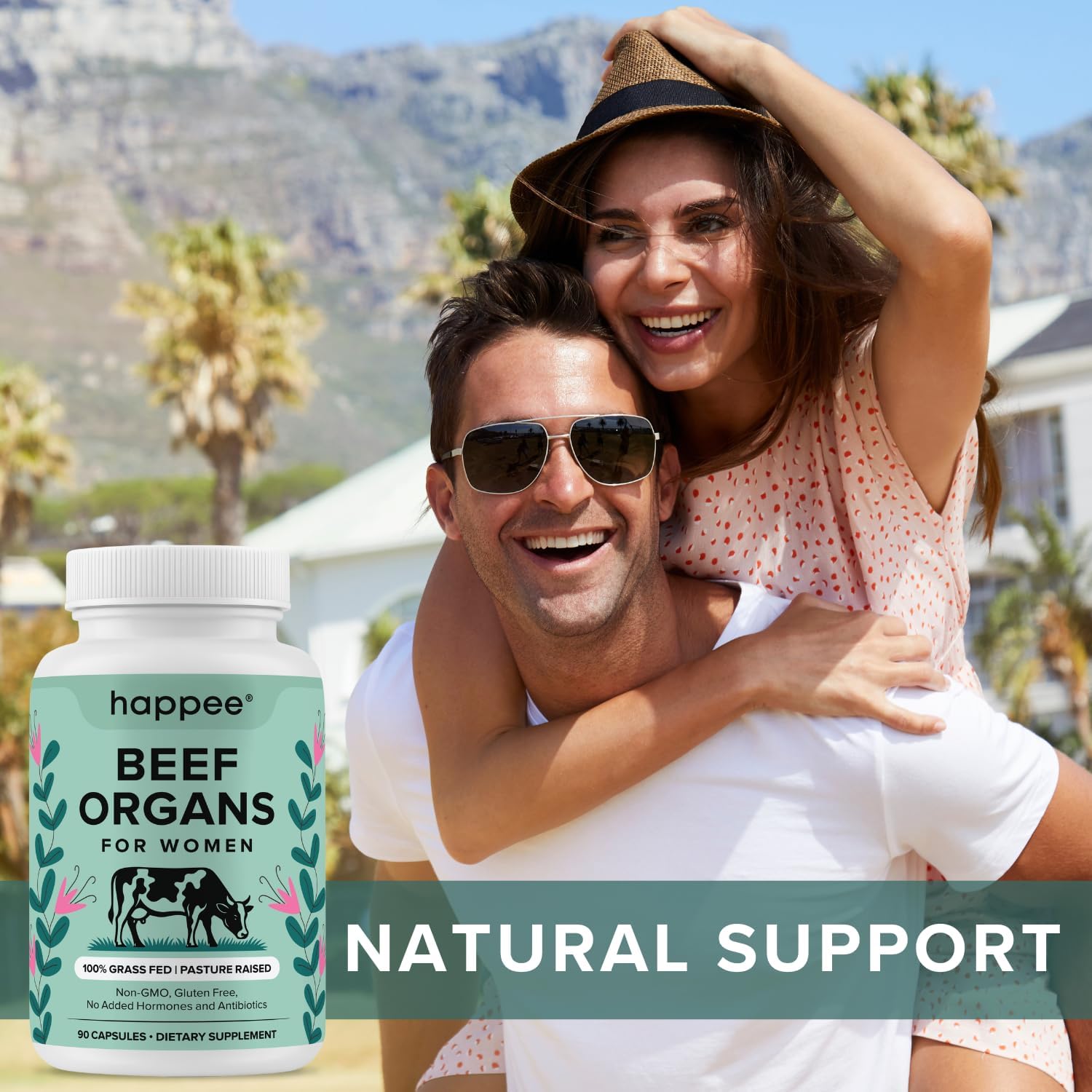 Happee Grass Fed Beef Organ Supplement for Women - Beef Liver, Heart, Kidney, Ovary & Uterus Blend - Hormone Balance, Energy & Cycle Support - 90 Capsules - PrimeBioHealth - canada supplements