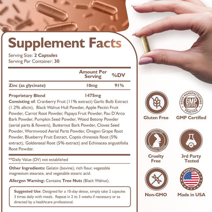 Happee ParaComplex Intestinal Guard for Humans - para Purge Herbal Cleanse for Gut Health & Digestive Balance - with Wormwood, Black Walnut, Garlic & More - 60 Capsules - PrimeBioHealth - canada supplements