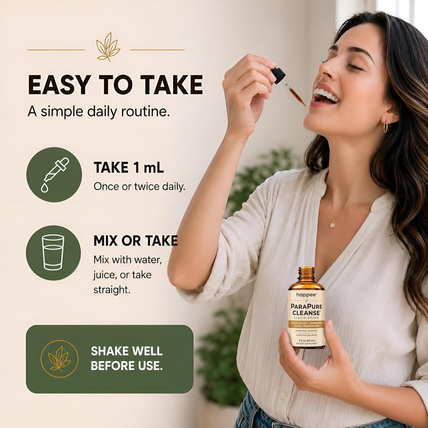 Happee ParaPure Cleanse for Humans Wormwood Black Walnut Clove 2 Fl. Oz | All-in-One Herbal Liquid Drops - Detox Support, Intestinal Guard, Gut Health & Microbiome Support, 60 Day Supply - PrimeBioHealth - canada supplements