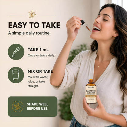 Happee ParaPure Cleanse for Humans Wormwood Black Walnut Clove 2 Fl. Oz | All-in-One Herbal Liquid Drops - Detox Support, Intestinal Guard, Gut Health & Microbiome Support, 60 Day Supply - PrimeBioHealth - canada supplements