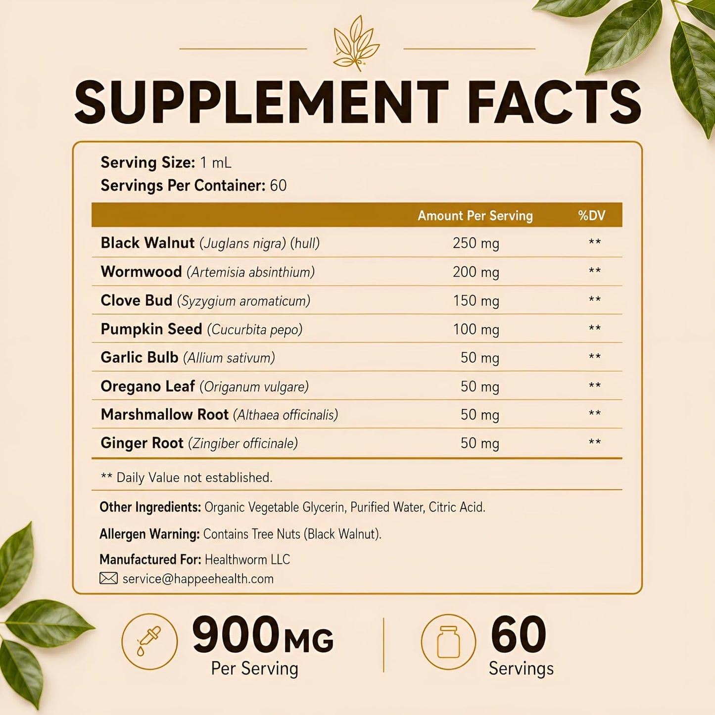 Happee ParaPure Cleanse for Humans Wormwood Black Walnut Clove 2 Fl. Oz | All-in-One Herbal Liquid Drops - Detox Support, Intestinal Guard, Gut Health & Microbiome Support, 60 Day Supply - PrimeBioHealth - canada supplements