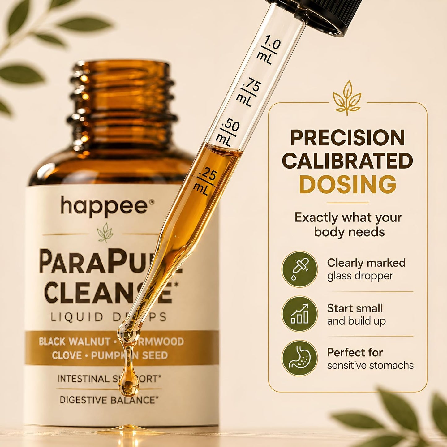 Happee ParaPure Cleanse for Humans Wormwood Black Walnut Clove 2 Fl. Oz | All-in-One Herbal Liquid Drops - Detox Support, Intestinal Guard, Gut Health & Microbiome Support, 60 Day Supply - PrimeBioHealth - canada supplements