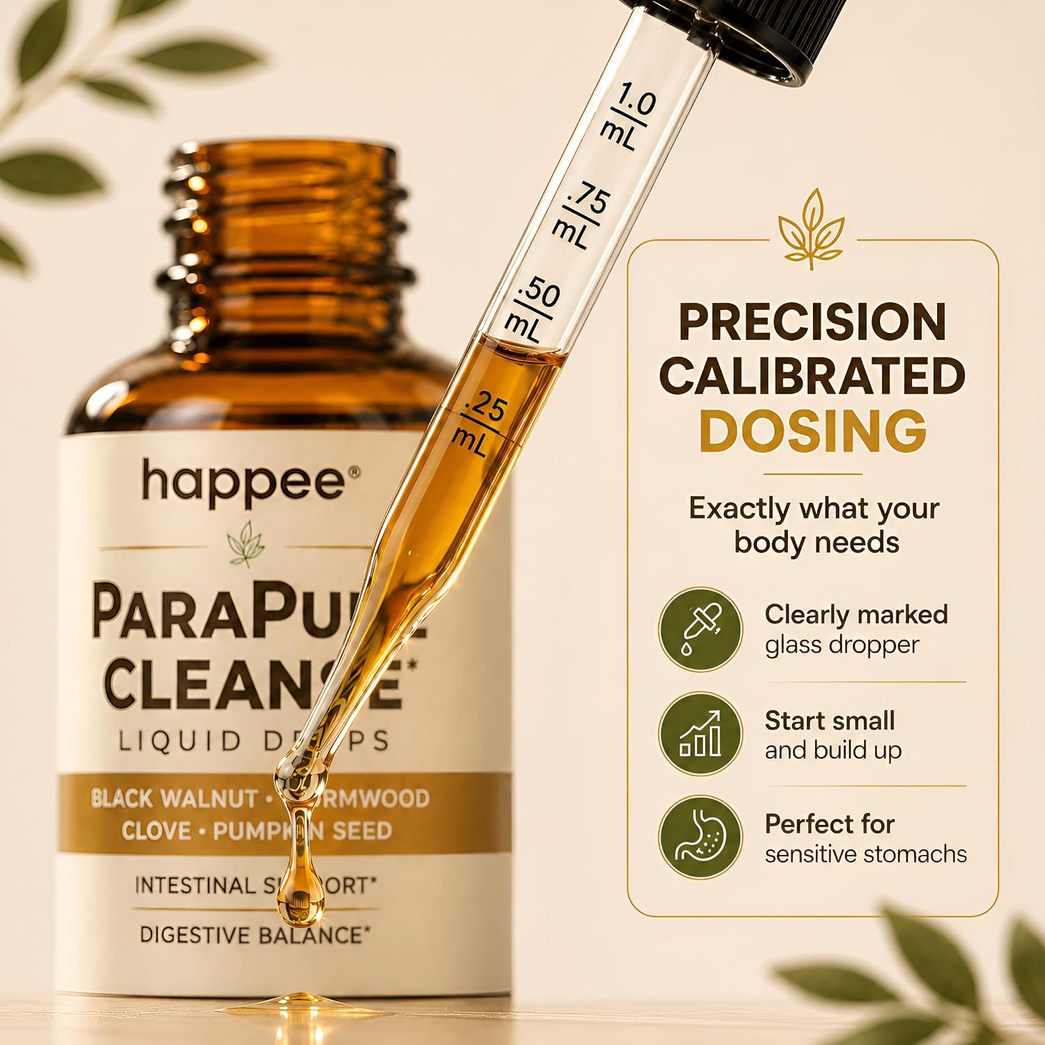 Happee ParaPure Cleanse for Humans Wormwood Black Walnut Clove 2 Fl. Oz | All-in-One Herbal Liquid Drops - Detox Support, Intestinal Guard, Gut Health & Microbiome Support, 60 Day Supply - PrimeBioHealth - canada supplements